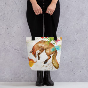 Tote bag with fox painting